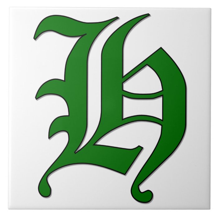 Diploma Letter H in Green Monogram Tile