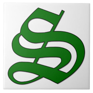 Diploma Letter S in Green Monogram Tile
