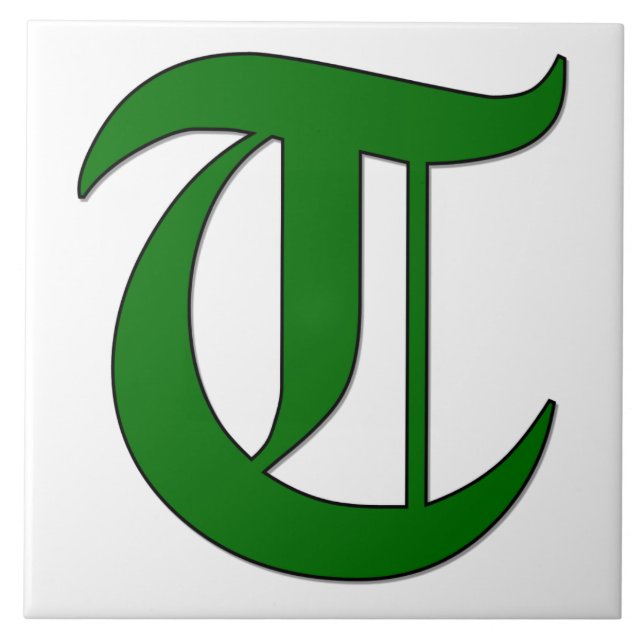 Diploma Letter T in Green Monogram Tile (Front)