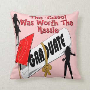 Diploma Red Grad Cap (Female) Throw Pillow
