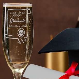 Diploma Scroll - Custom Graduation  Champagne Flute