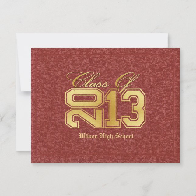 Diploma Themed Red & Gold Class of 2013 Graduation Invitation (Front)