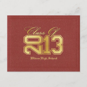 Diploma Themed Red & Gold Class of 2013 Graduation Invitation