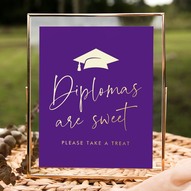 Diplomas Are Sweet Purple Graduation Party Foil Prints (Creator Uploaded)