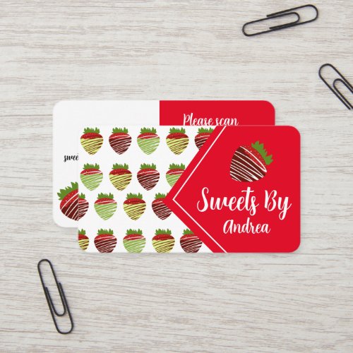 Dipped Chocolate Strawberry Sweets Shop Business Card