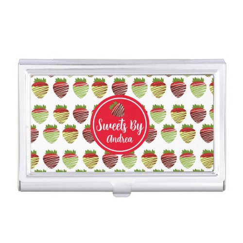 Dipped Chocolate Strawberry Sweets Shop Business Card Case