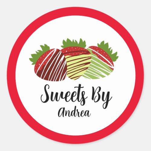 Dipped Chocolate Strawberry Sweets Shop Classic Round Sticker