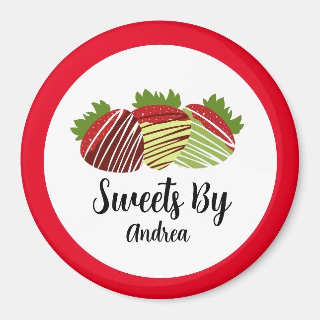 Dipped Chocolate Strawberry Sweets Shop Magnet (Front)