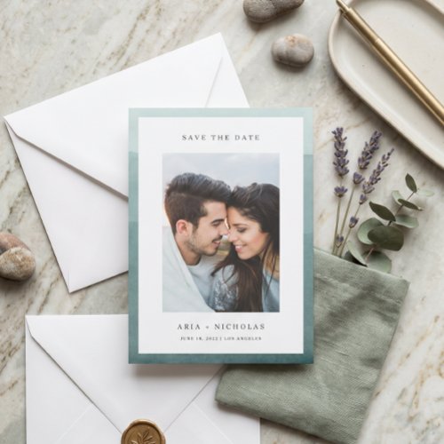 Dipped Watercolor Border Photo Wedding Save The Date
