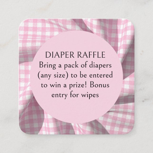Dipper Raffle gingham baby shower  Enclosure Card (Front)