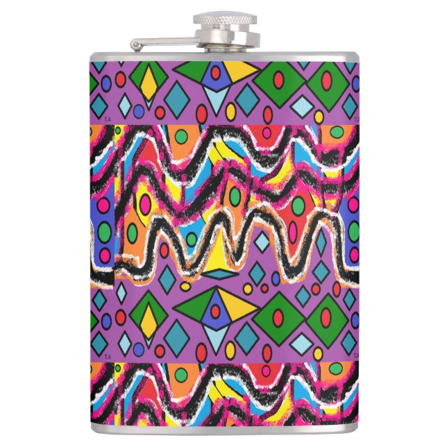 Dippy Hippy Retro painting style Flask (Front)