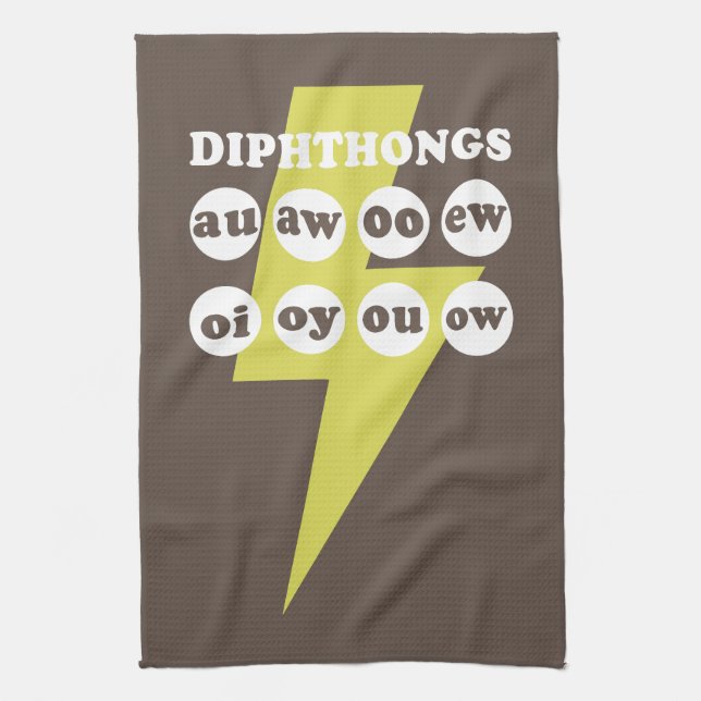 Dipthongs Learning English with phonics Kitchen Towel (Vertical)