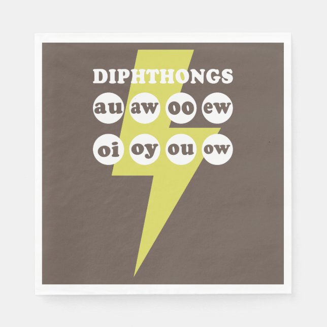 Dipthongs Learning English with phonics Napkins (Front)