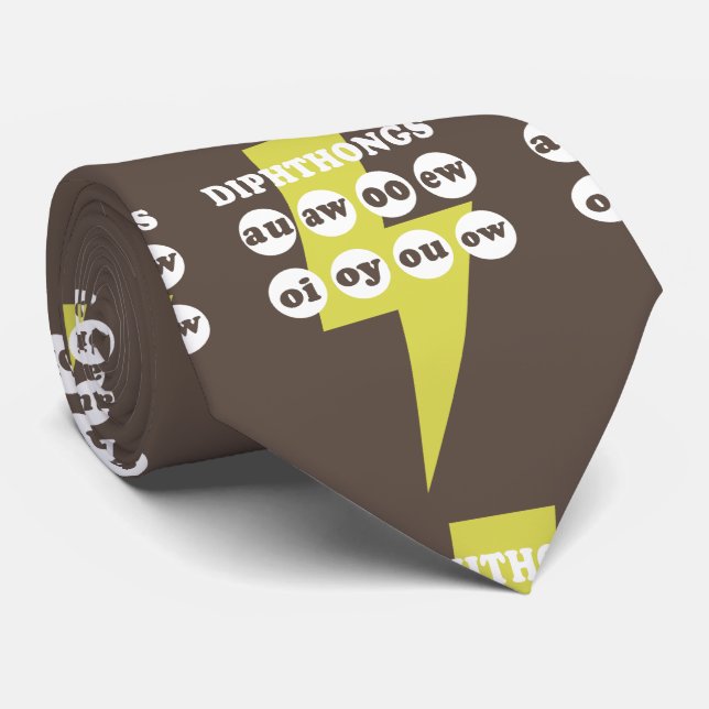 Dipthongs Learning English with phonics Neck Tie (Rolled)
