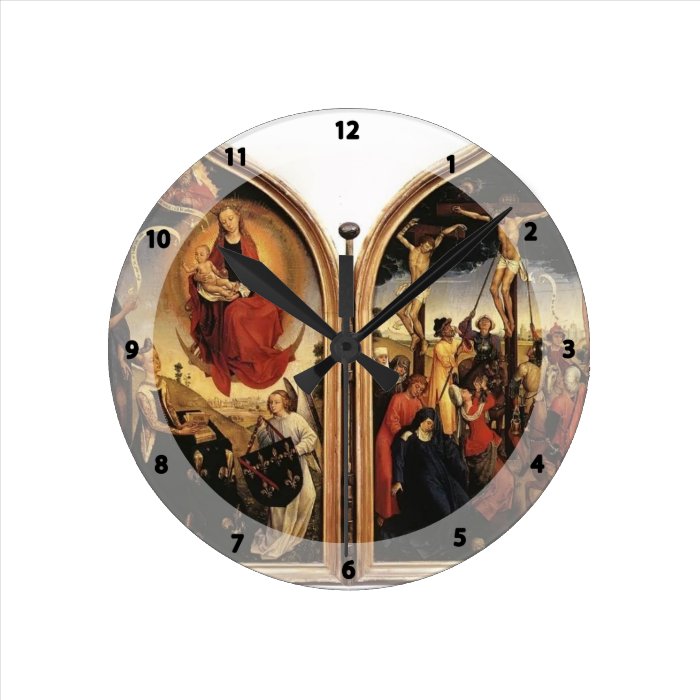 Diptych of Jeanne of France by Rogier van Weyden Round Wallclock