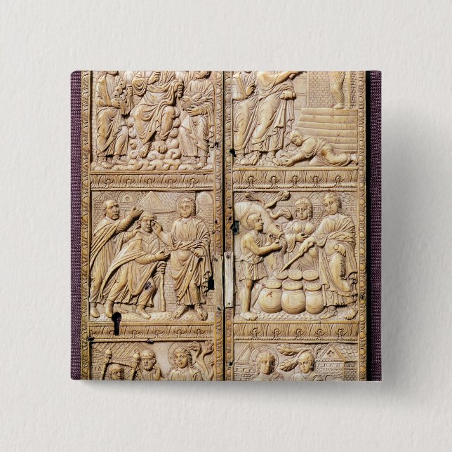 Diptych showing the Miracles of Christ Pinback Button (Front)