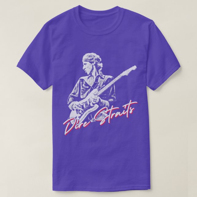 Dire Straits Retro Faded Style Fan Design T-Shirt (Design Front)
