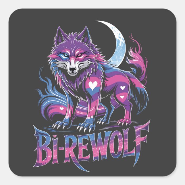 Dire Wolf Birewolf Bisexual LGBT Square Sticker (Front)