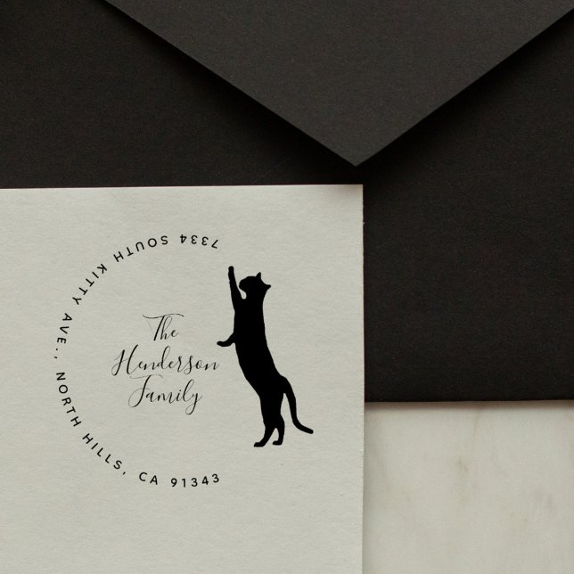 Dirección de devolución mínima de familia de gato  rubber stamp (Creator Uploaded)