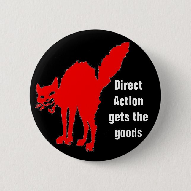 direct action gets the goods pinback button (Front)