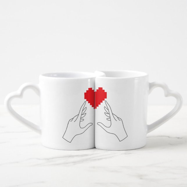 DIRECT Digital Heart Coffee Mug Set (Front Nesting)
