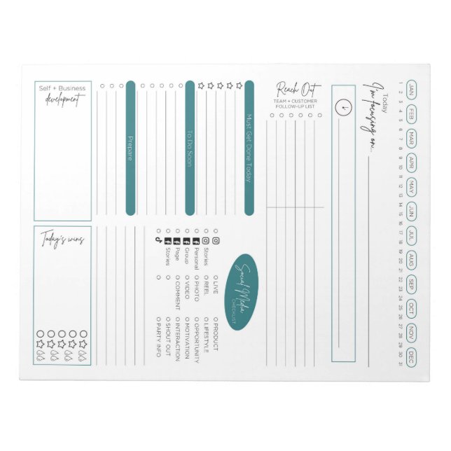 Direct Sales Daily Planning Notepad (Front)
