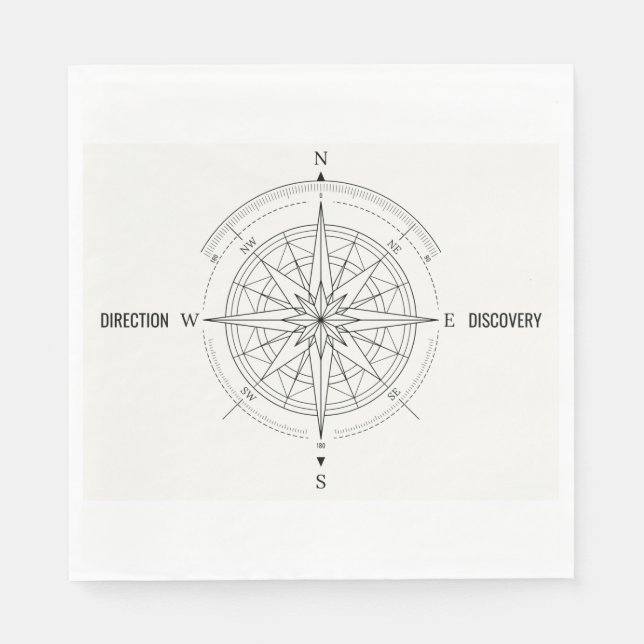Direction Discovery Nautical Compass Rose  Napkins (Front)