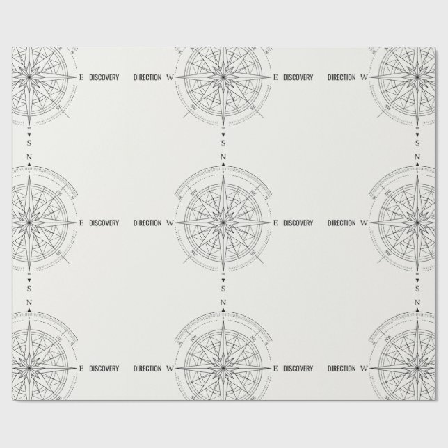 Direction Discovery Nautical Compass Rose  Wrapping Paper (Flat)
