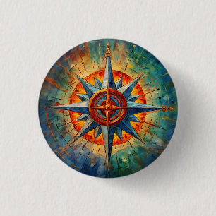 Direction in Chaos (Compass Rose) Button
