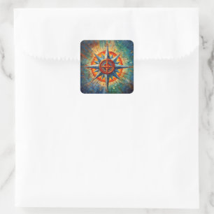 Direction in Chaos (Compass Rose) Square Sticker