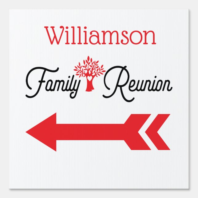 Direction Left Arrow Family Reunion Sign (Front)