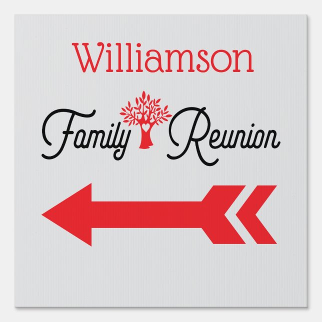 Direction Left Arrow Family Reunion Sign (Front)