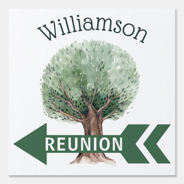 Direction Left Arrow Family Tree Reunion Sign (Front)