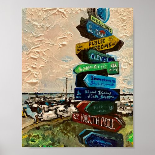 Direction Marker at Kelleys Island painting  Poster