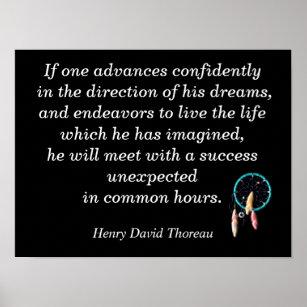 Direction of his dreams - Thoreau quote -art print