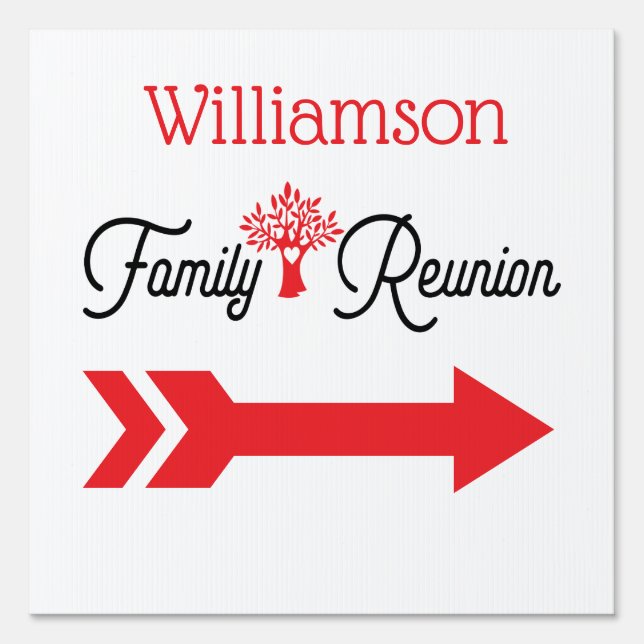 Direction Right Arrow Family Reunion Sign (Front)