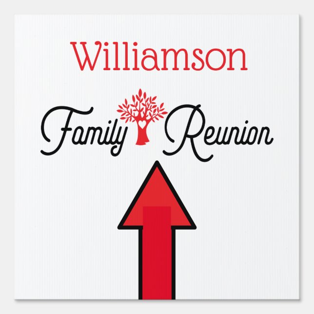 Direction Straight Arrow Family Reunion Sign (Front)
