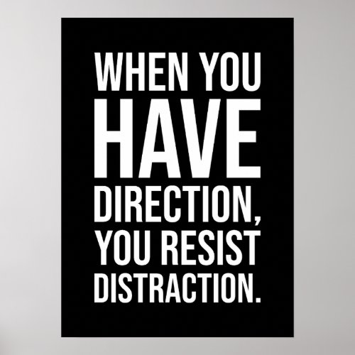 Direction vs Distraction Gym Hustle Success Poster