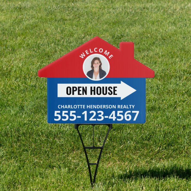 Directional Arrow Open House Welcome Sign (Insitu)