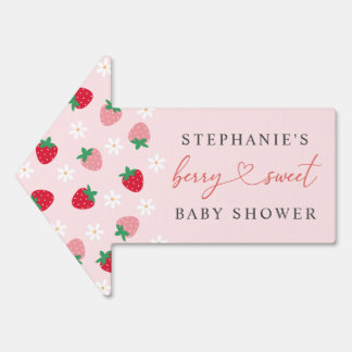 Directional Strawberry Baby Shower Welcome Sign
