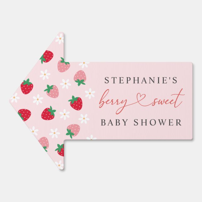 Directional Strawberry Baby Shower Welcome Sign (Front)