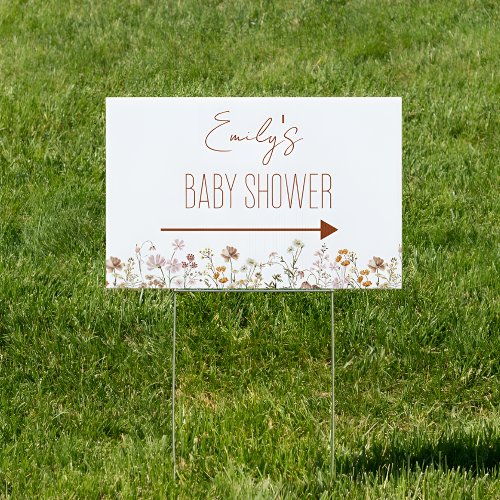 Directional Wildflower Baby Shower In Bloom Yard Sign
