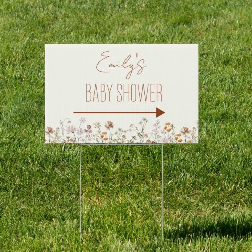 Directional Wildflower Baby Shower In Bloom Yard Sign