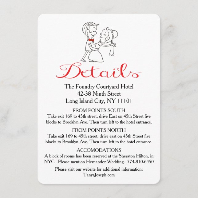 Directions Bride & Groom Black And White Wedding Enclosure Card (Front)