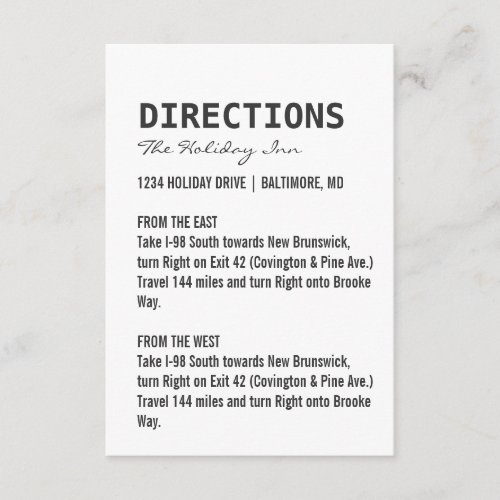 Directions Card | We
