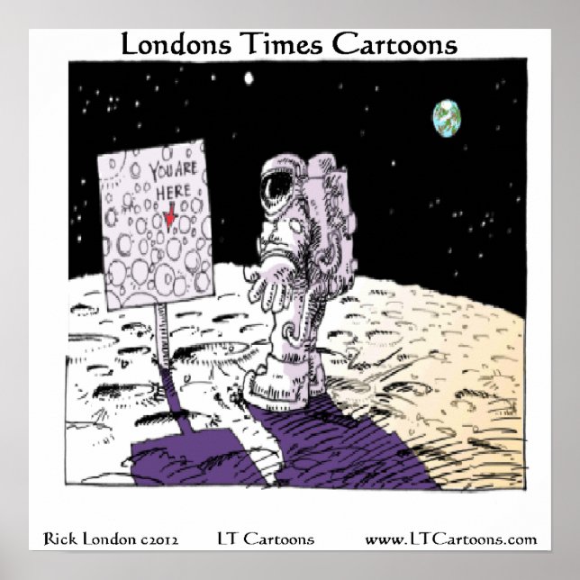 Directions On The Moon Funny Poster (Front)