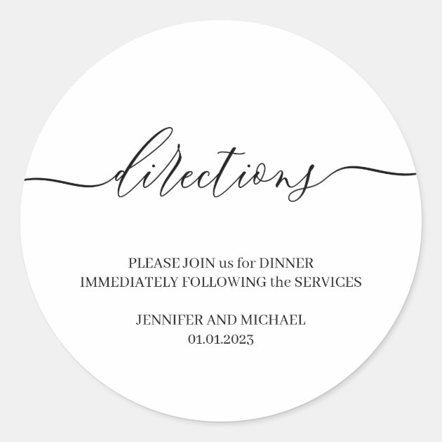 Directions Simple Signature text Classic Round Sticker