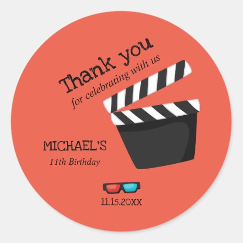 Director Action Board Movie Night  Birthday Party Classic Round Sticker