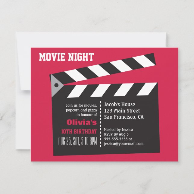 Director Board Movie Night Birthday Party Invitation (Front)
