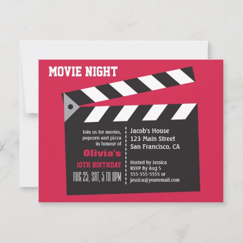 Director Board Movie Night Birthday Party Invitation